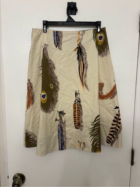 VTG Anthropologie Odille Peacock Feather Skirt A-Line Cotton Blend Boho Y2K 8